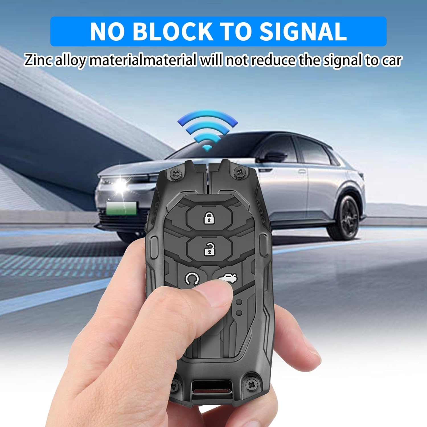 QBUC for Honda Key Fob Cover with Keychain - Heavy Zinc Alloy Shell & Silicone Case for Double Protection - Compatible with 2022-2026 Honda Accord Civic HR-V CR-V Pilot (Black) - Image 3