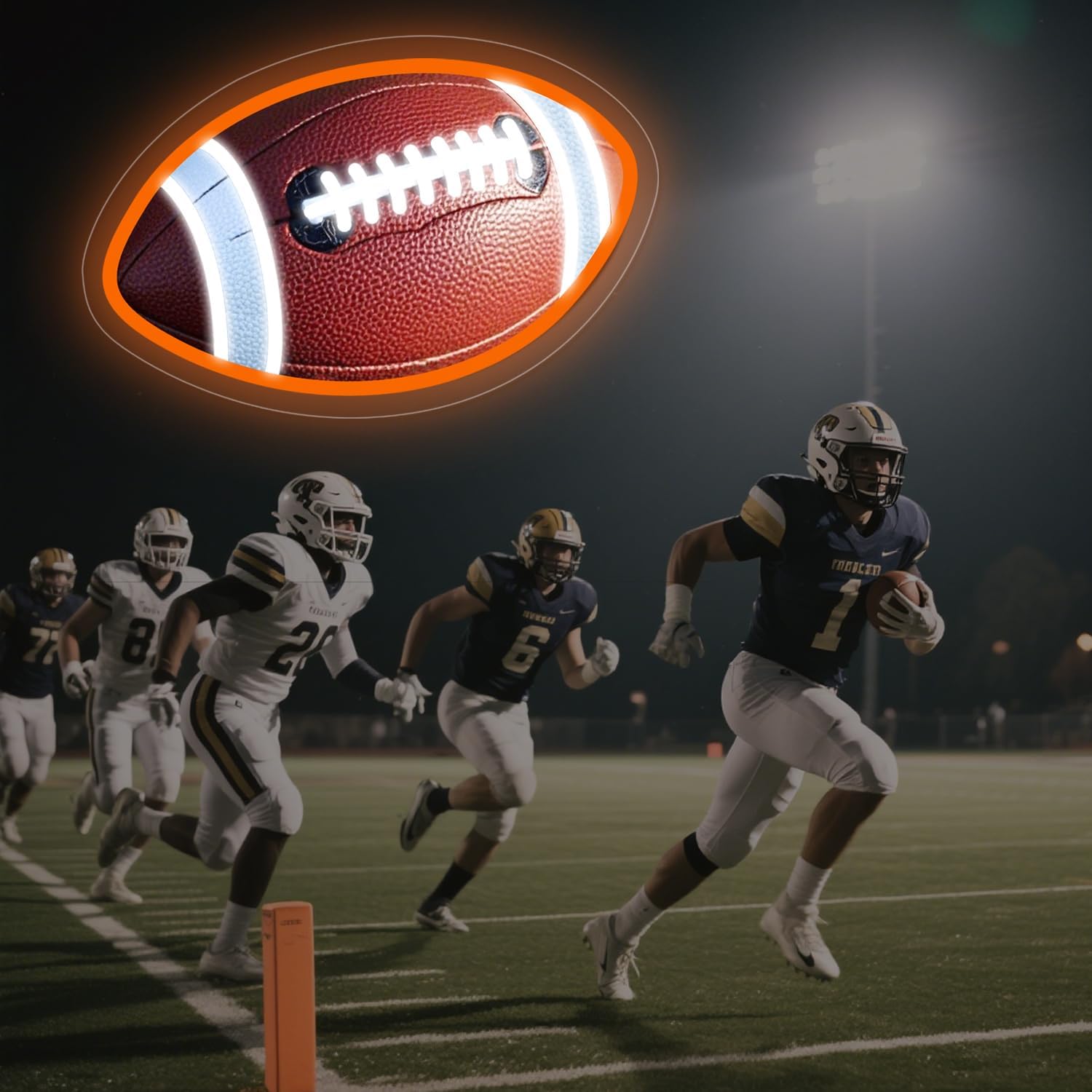 Sunchayi Football Neon Sign for Wall Decor Shaped Light LED Signs for Man Cave, Teens, Boys, and Girls' Bedrooms and Game Rooms. Neon Wall Signs Gift for Football Fans Teens