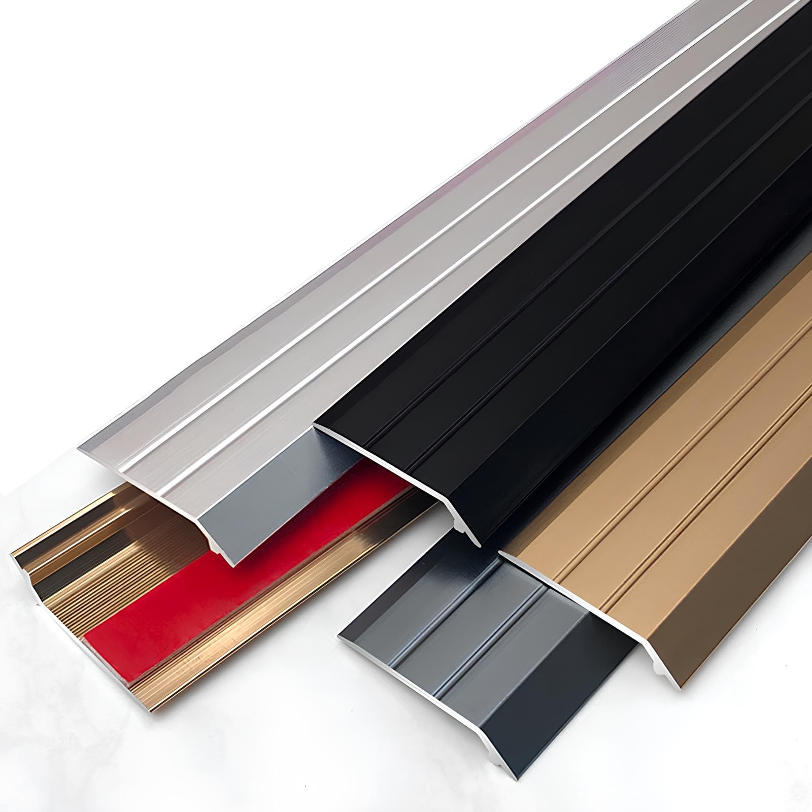 2 sztuki samoprzylepnych aluminiowych listew wykończeniowych do progów drzwi, 90 cm/135 cm samoprzylepnych listew osłonowych do drzwi, listew wykończeniowych rampy(Gray,120cm)