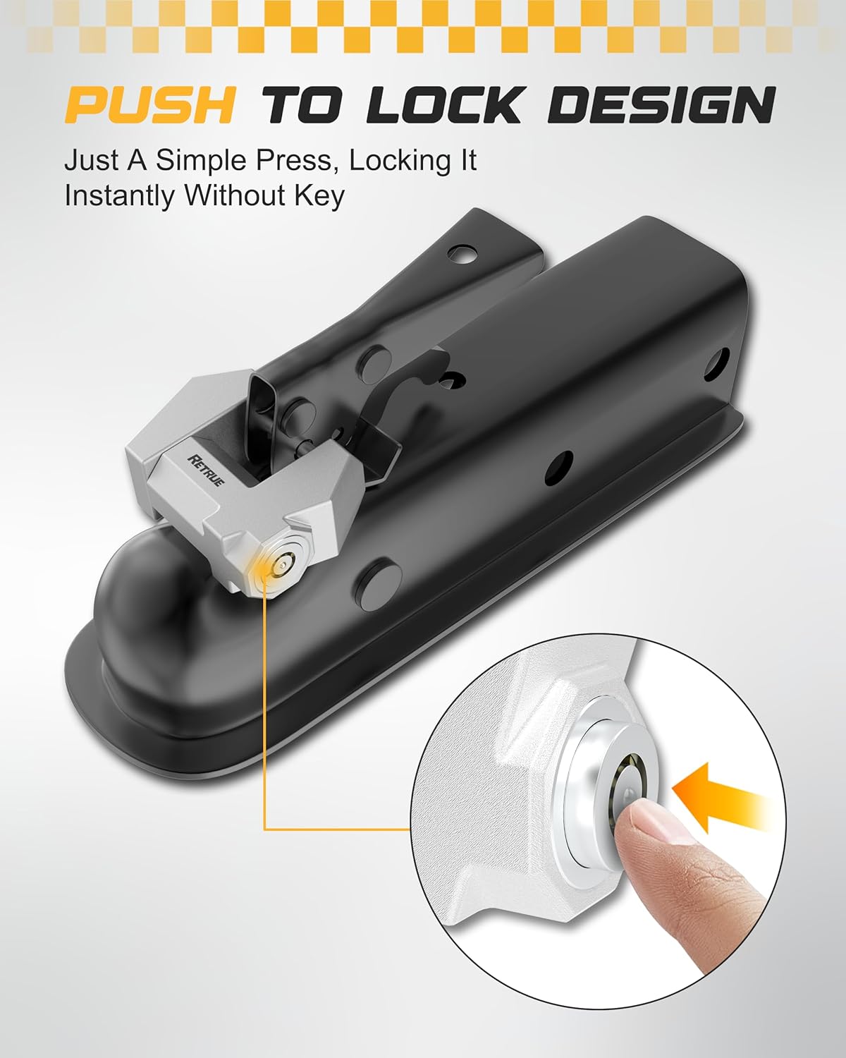 RETRUE Cyber Lock™ Heavy Duty Trailer Coupler Lock, Upgraded Trailer Lock with Extra Wide 1.2" Span & 1/4" Diameter, Anti-Theft Tongue Locks for RVs, Boats,Trucks –Tow Hitch Security Accessory-Silver