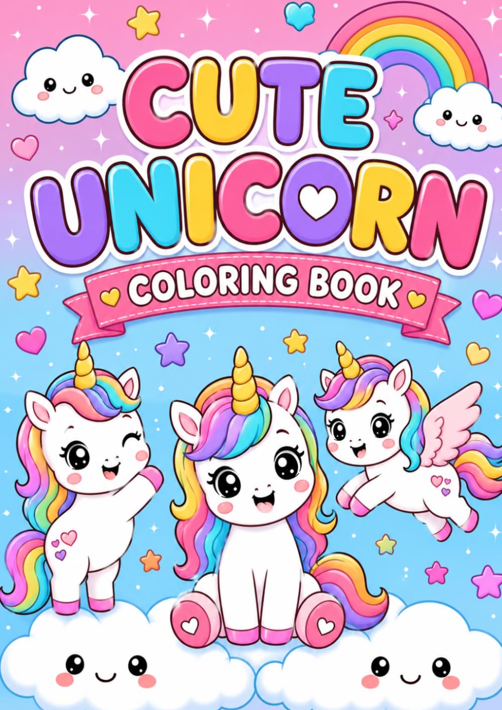 Cute Unicorn Coloring Book: Cute, Simple, and Kawaii Unicorn Coloring Pages Designed for Little Artists Ages 3–8