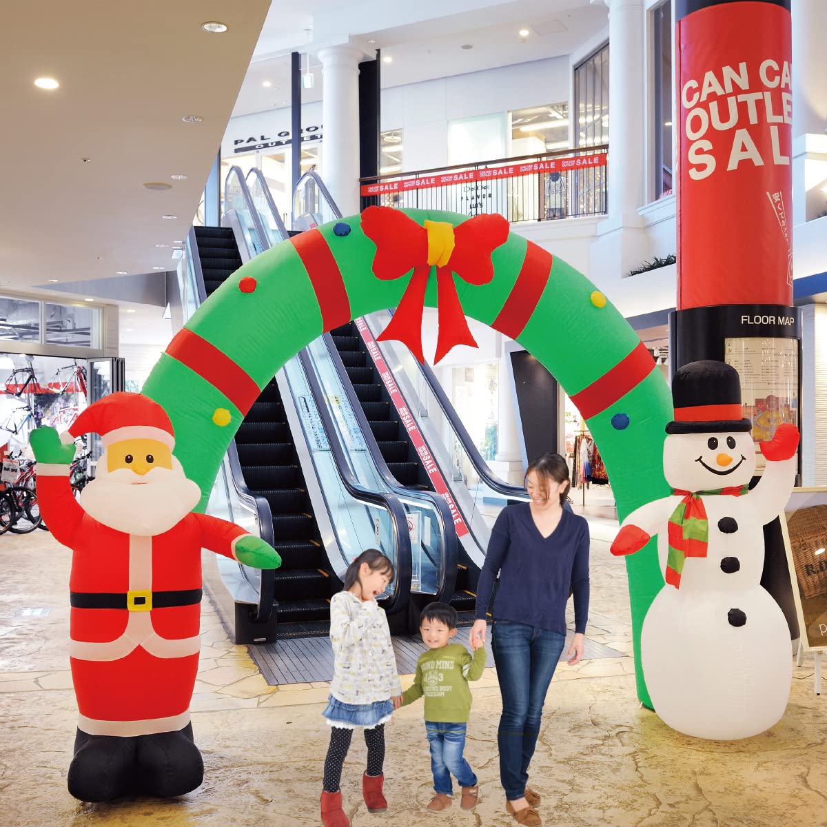 クリスマス エアーディスプレイアーチ サンタ&スノーマン ② 商業施設 店舗 クリスマス エアーディスプレイアーチ サンタ&スノーマン 商業