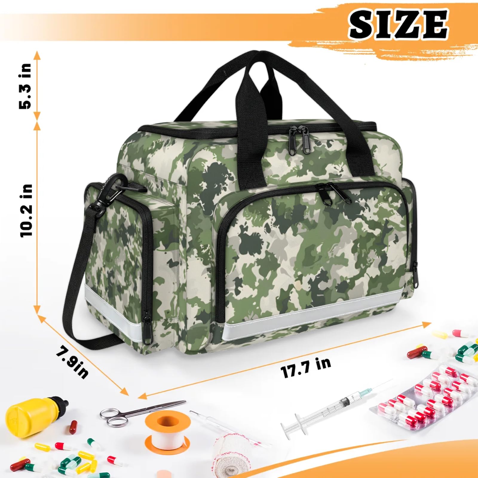 GzLeyigou First Aid Bags Empty, Polynesian Emergency Bag First Aid Kit Multiple Compartment Kit Carrier On Call Trauma Bag For Paramedics Emergency Medical Supplies Kit