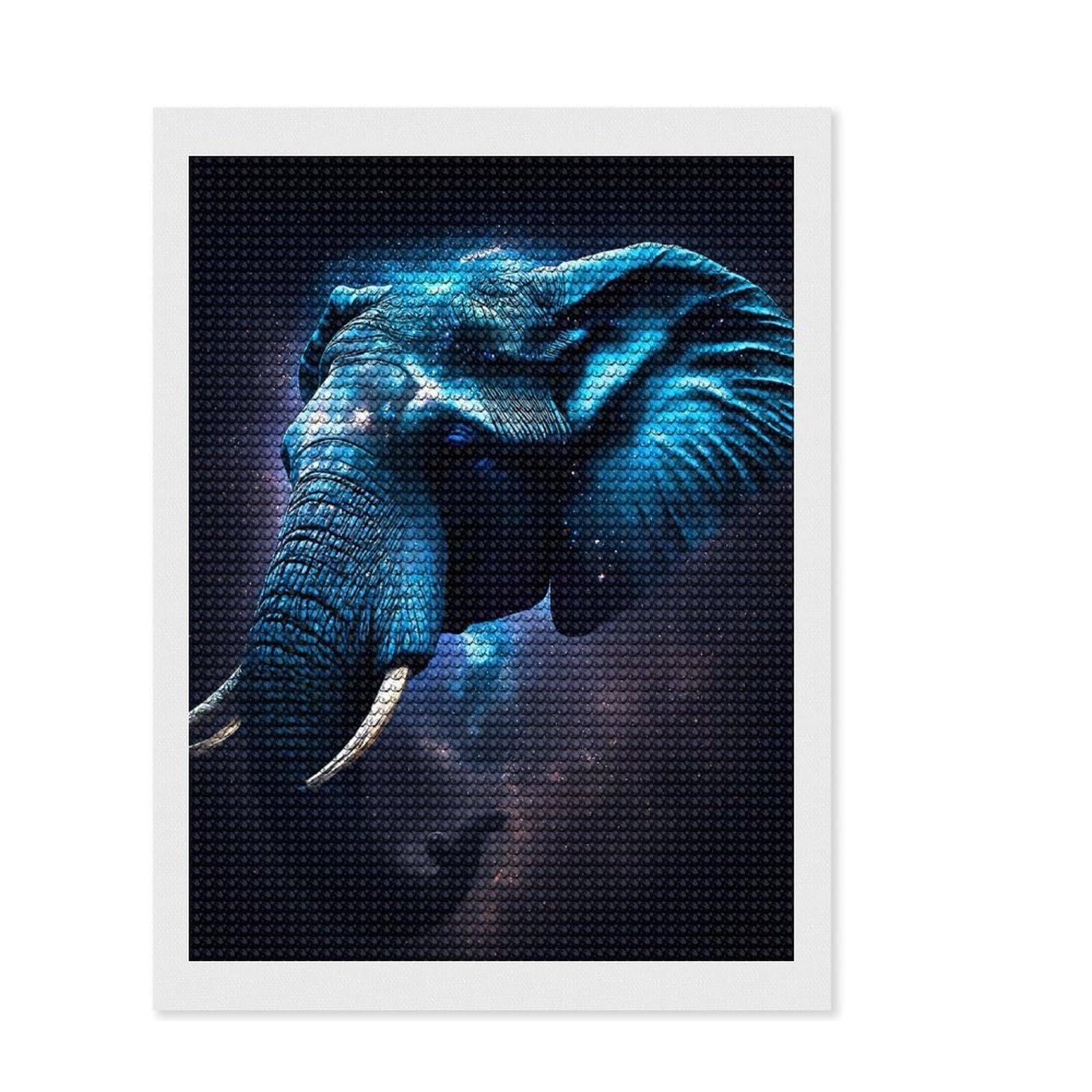 Junmoney Elephant Diamond Style Art Kit 12"x16", Christmas Gift, Leisure Activity, Modern Decor, DIY Craft, Bedroom Decor