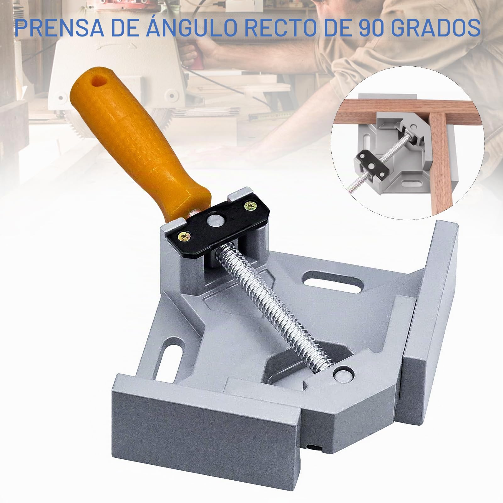 4 Piezas Sargentos Carpintero de 90°, Abrazadera Metalicas de ángulo, Sargentos de Apriete de Solo Mango, con Mandíbula Giratoria Ajustable, para Carpintería,Ingeniería,Carpintería,Soldadura