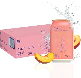 StrangeLove Peach Sparkling Water 330 ml Cans 24 Pack, Zero Calorie Flavoured Water with Real Peach Extract