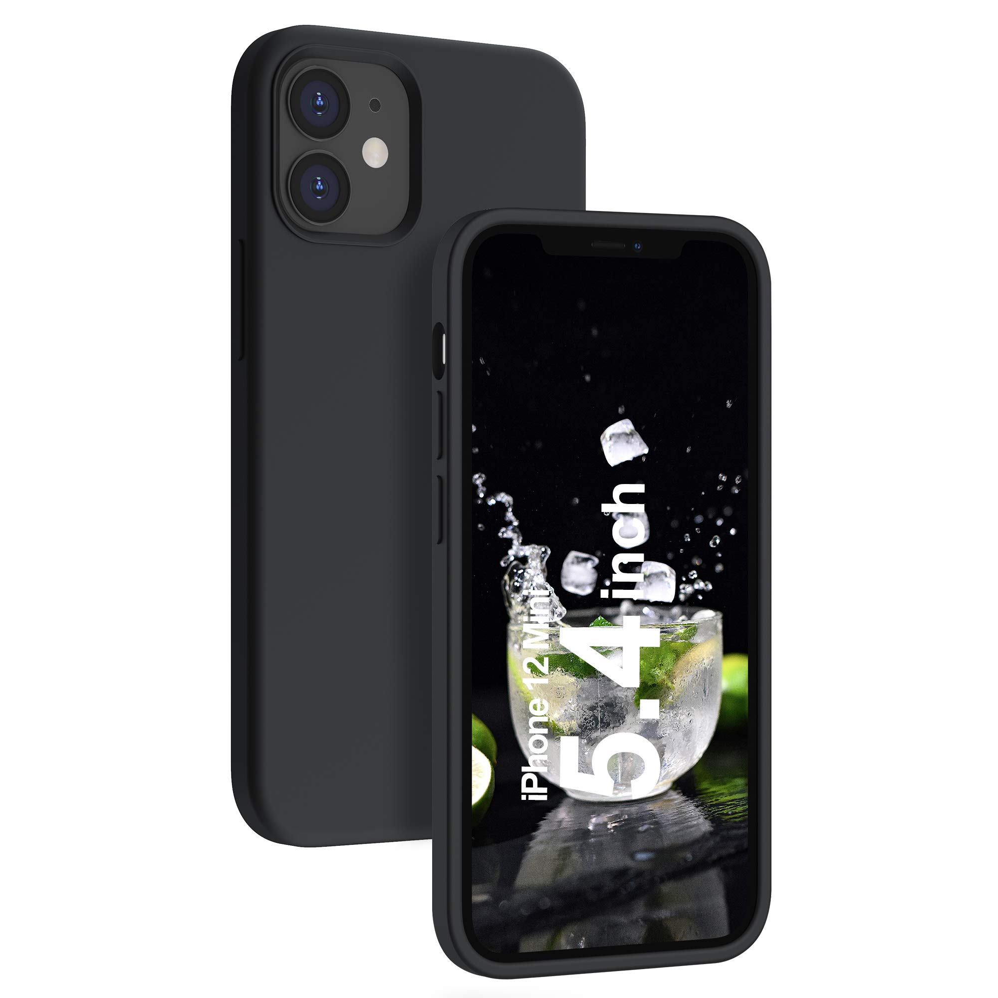 deconext Soft Silicone Case Compatible with iPhone 12 mini,Slim Gel Rubber Bumper with Anti-ScratchShell Protective Case Cover for iPhone 12 mini (2020) Black