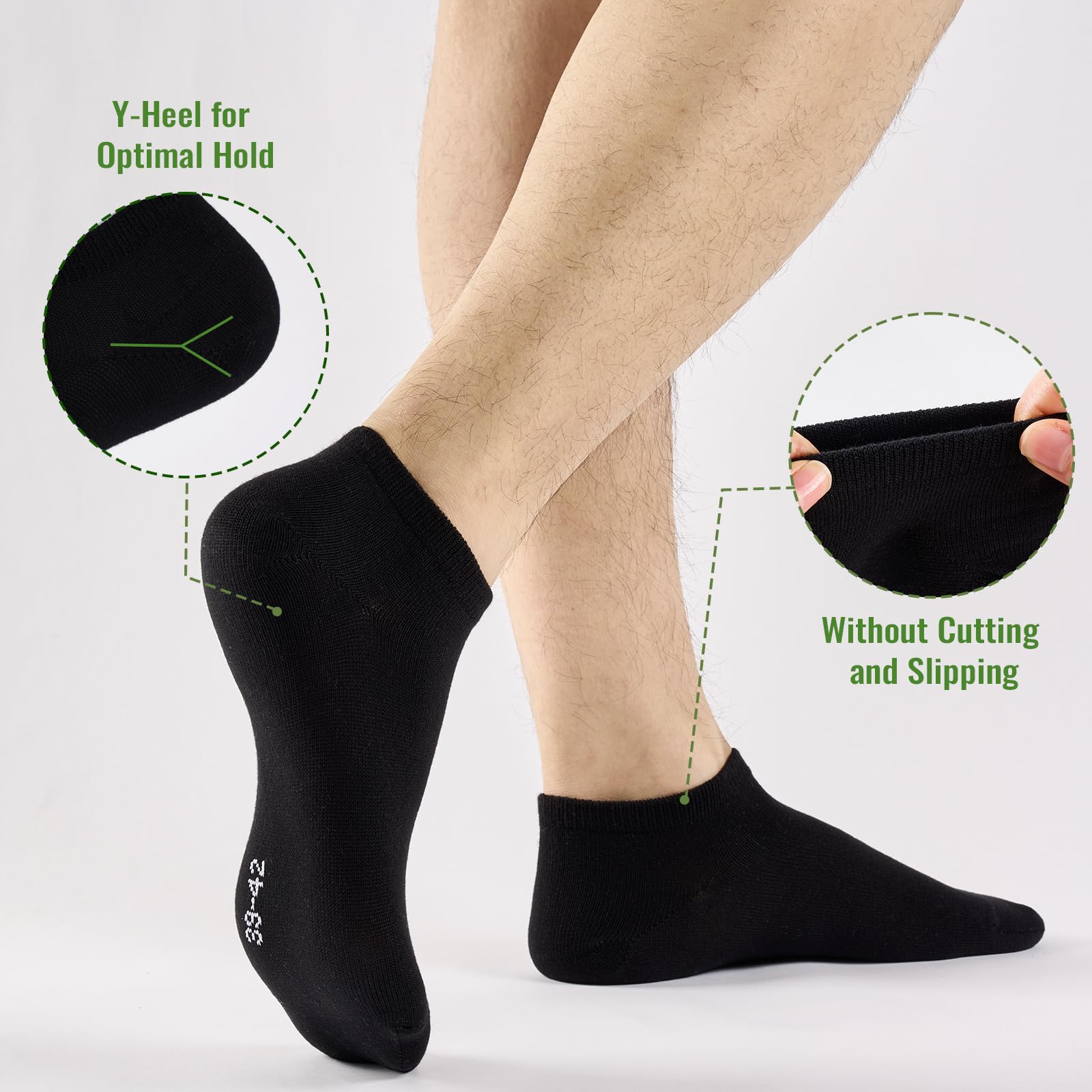 Effeet Calzini a Caviglia in Bambù per Uomini e Donne, 10/20 Paia Bassi – Assorbimento Umidità, Asciugatura Rapida, Ultra-Morbidi, Adatti alla Pelle, Traspiranti, Anti-Sudore - 5