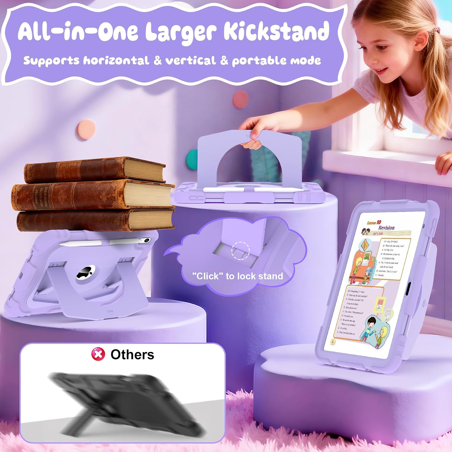 CCMAO Case for iPad A16 11th Generation (2025) 11 Inch / 10th Generation (2022) 10.9 Inch, with Larger Kickstand and Pencil Holder, Fully-Body Rugged Heavy Duty Shockproof Protective Case, Purple