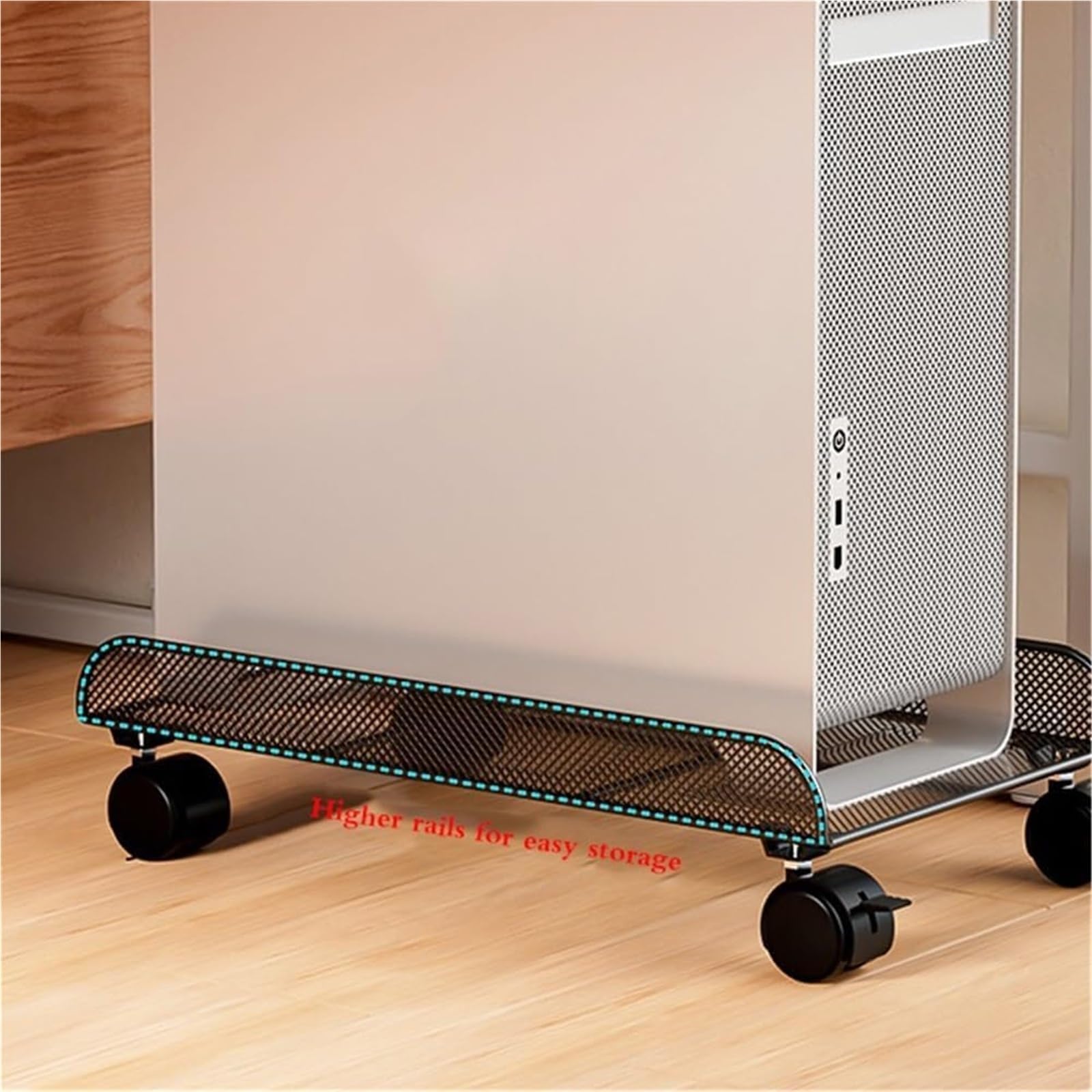 Soporte de CPU móvil ajustable, Soporte de torre for CPU for juegos debajo del escritorio con ruedas giratorias con bloqueo, negro, blanco, se adapta a la mayoría de las PC(White)