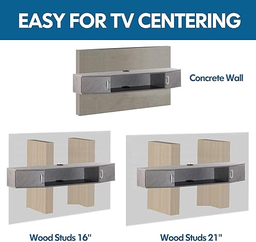 Miniatura 6 de FITUEYES Soporte flotante para TV, centro de entretenimiento montado en la pared, gabinete de almacenamiento para consola multimedia, debajo del