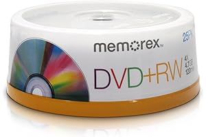Memorex 4x DVD+RW Discs for Reliable Data Storage: 25 Pack Spindle