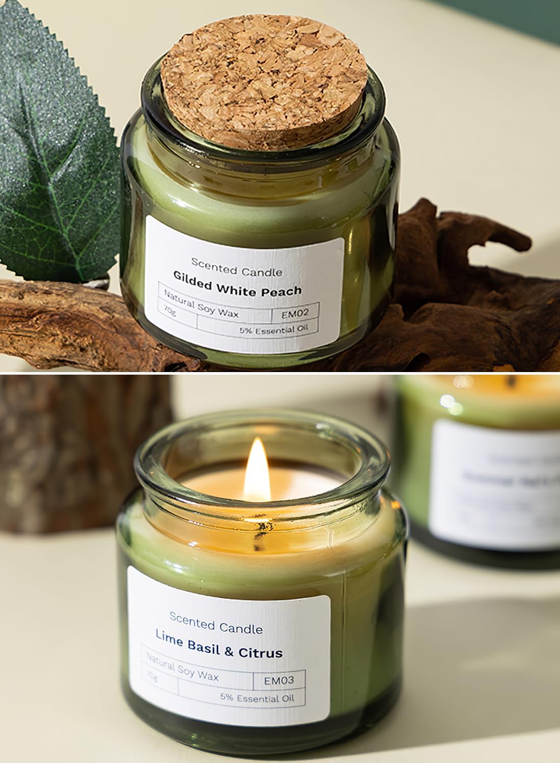 شمعة معطرة، شمعة عطرية قوية تدوم طويلًا، مجموعة هدايا شموع الصويا للمنزل والمنتجعات الصحية والاستحمام واليوغا والسفر، وقت احتراق 12 ساعة لتخفيف التوتر، 70 جرام (سامر نيز فلاور) - الصورة 3