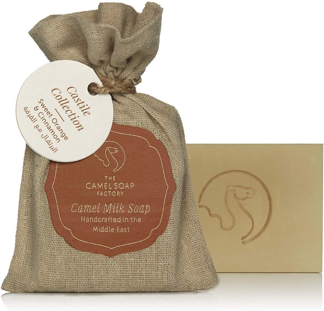 Camel Soap Factory Natural โ Castile Collection Handmade Bar With Fresh Milk and Essential Oils, 95g, Sweet Orange & Cinnamon