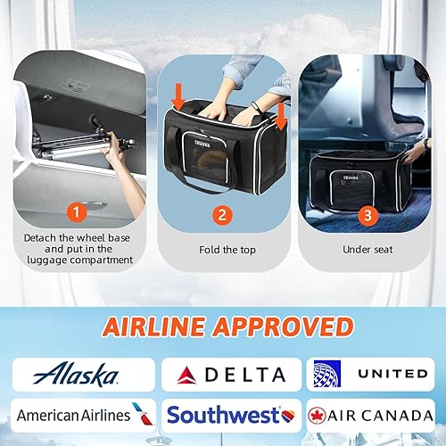 Vista 40 de Petskd Transportador superior expandible para mascotas de 17 x 12 x 8.5 pulgadas, aprobado por aerolíneas JetBlue Allegiant Spirit, portador