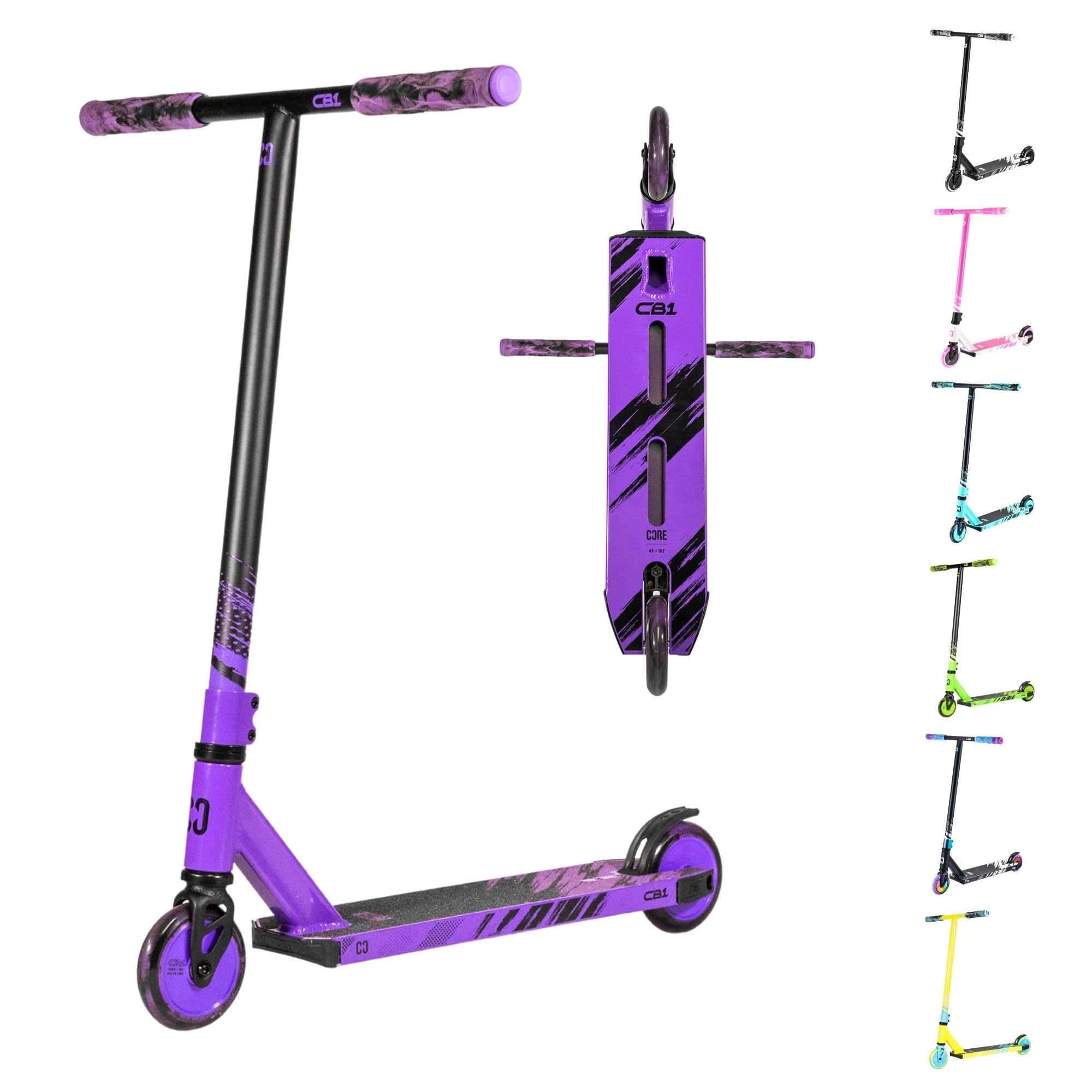 CORE CB1 Trottinette de cascades pour débutants à partir de 6 ans - Trottinette pour tricks freestyle avec roues de 110 mm - Trottinette professionnelle pour adolescents et enfants - Violet/noir