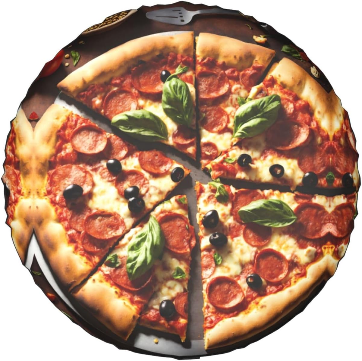 3D Pizza Pepperoni Print Tire Cover Universal Spare Wheel for Trailer Rv SUV Truck Camper Travel Accessories