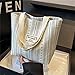 For Ladies CrescentShoulder Handbag 2025 Canvas Fashion Striped Hand Shoulder Tote Commuter For Girls Attending Class1pcs (gray)
