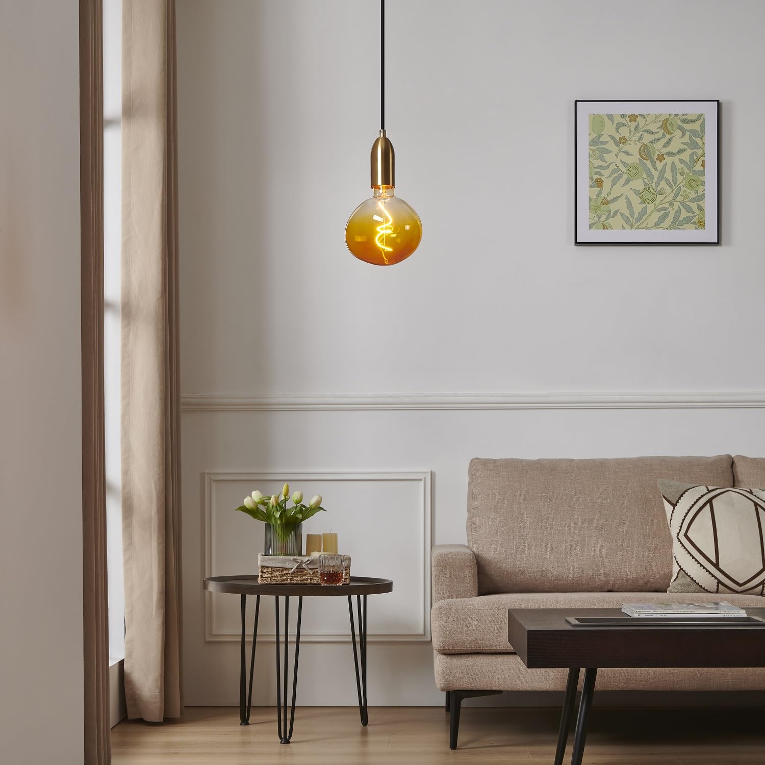 6W E27 XXL LED Lampe Melted Ice Bernstein Dimmbar 2700K | Dunkler Bernstein-Farbverlauf am Sockel. Schafft Retro-Atmosphäre für Schlafzimmer, Café und Restaurant.