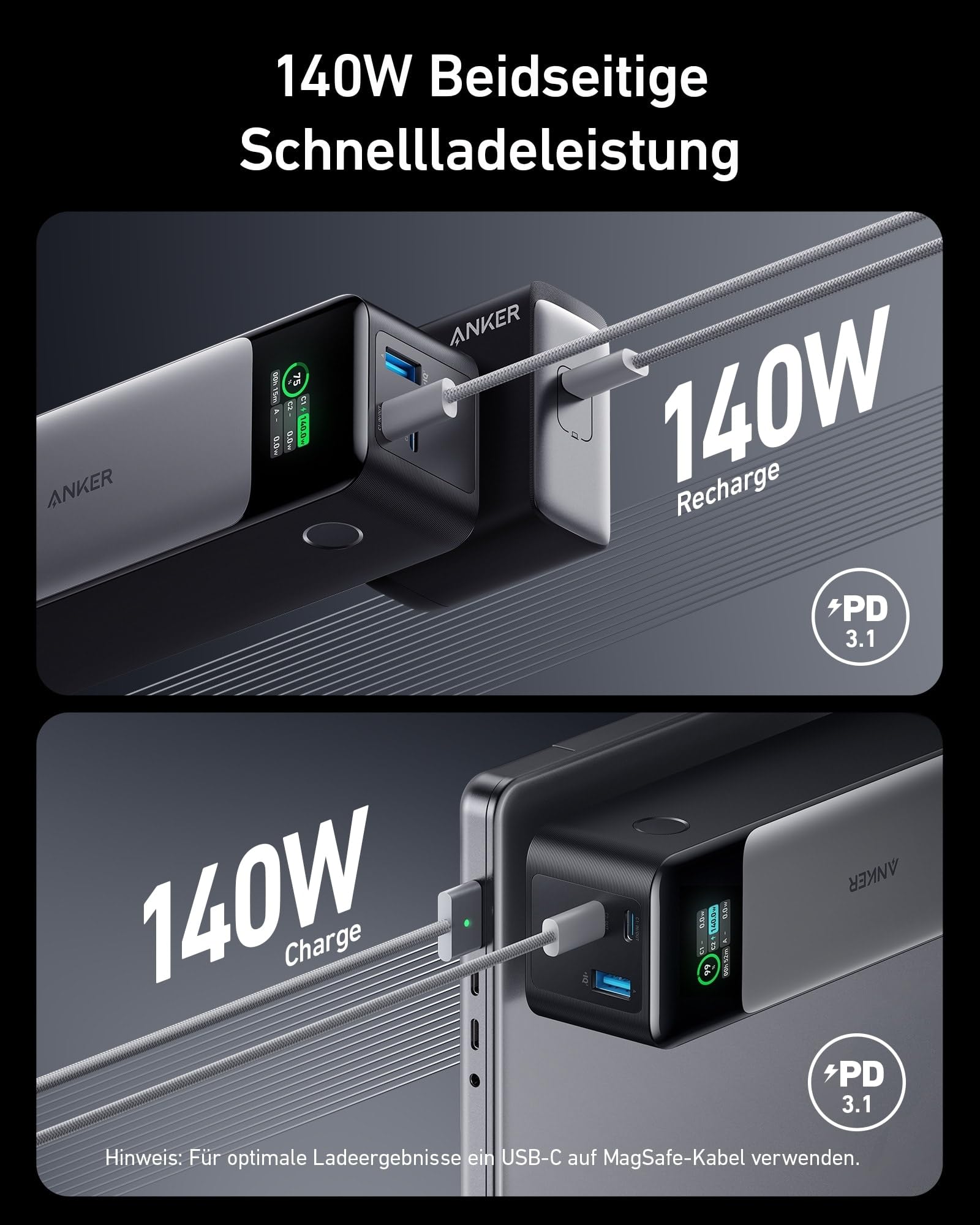 Anker 737 Powerbank (PowerCore 24K), 24.000mAh externer Akku mit 3 