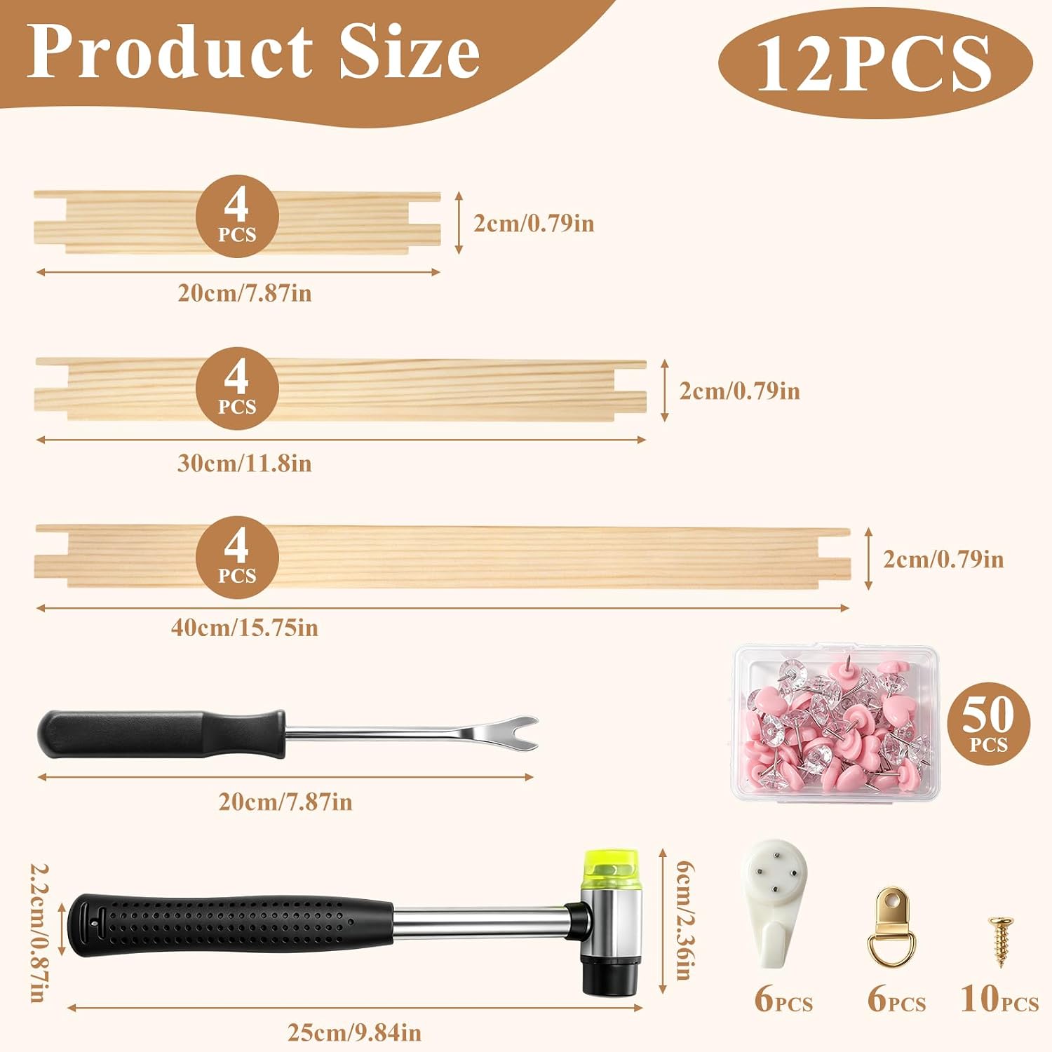 AULEEP 12 Pcs Needlepoint Stretcher Bars for Needlework, 7/11/15in 3 Sizes