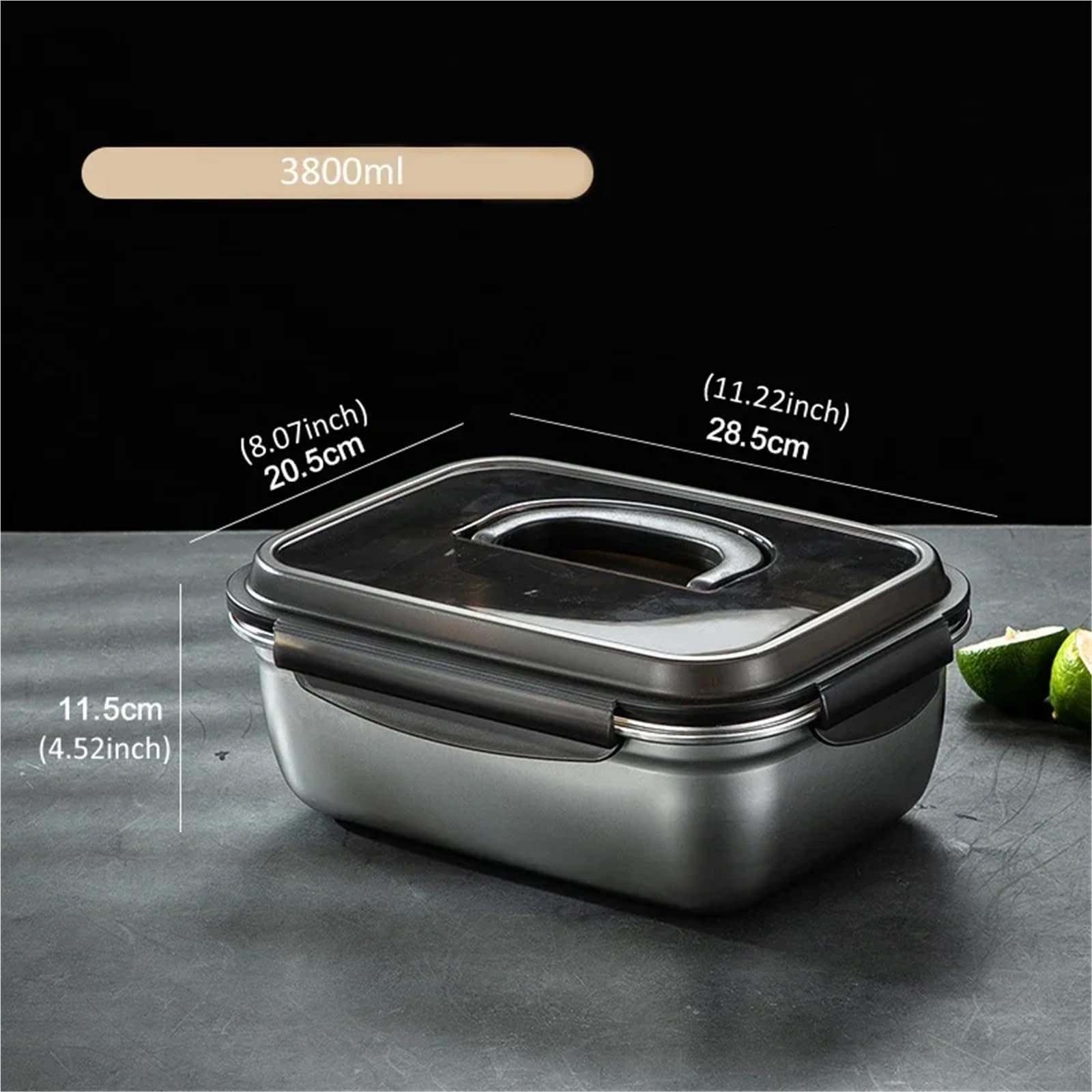 Contenitori per alimenti in acciaio inossidabile Contenitori for alimenti Bento Box in acciaio inox 304, for frigorifero, for la conservazione di , portatili, for esterni, 7 misure a scelta(3800ml)