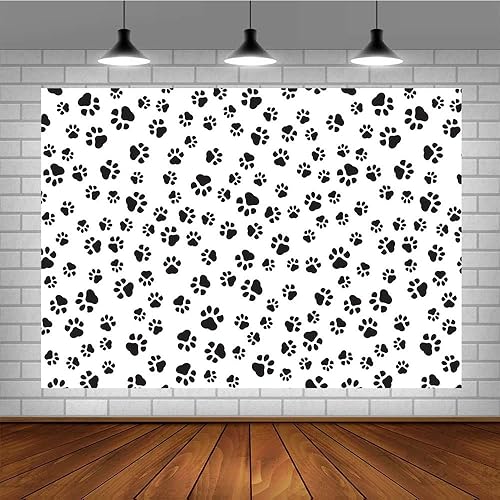 Miniatura 4 de Sendy Telón de fondo de pata de perro de 7 x 5 pies para niños, fondo de fotografía de feliz cumpleaños, decoración de fiesta de baby shower,