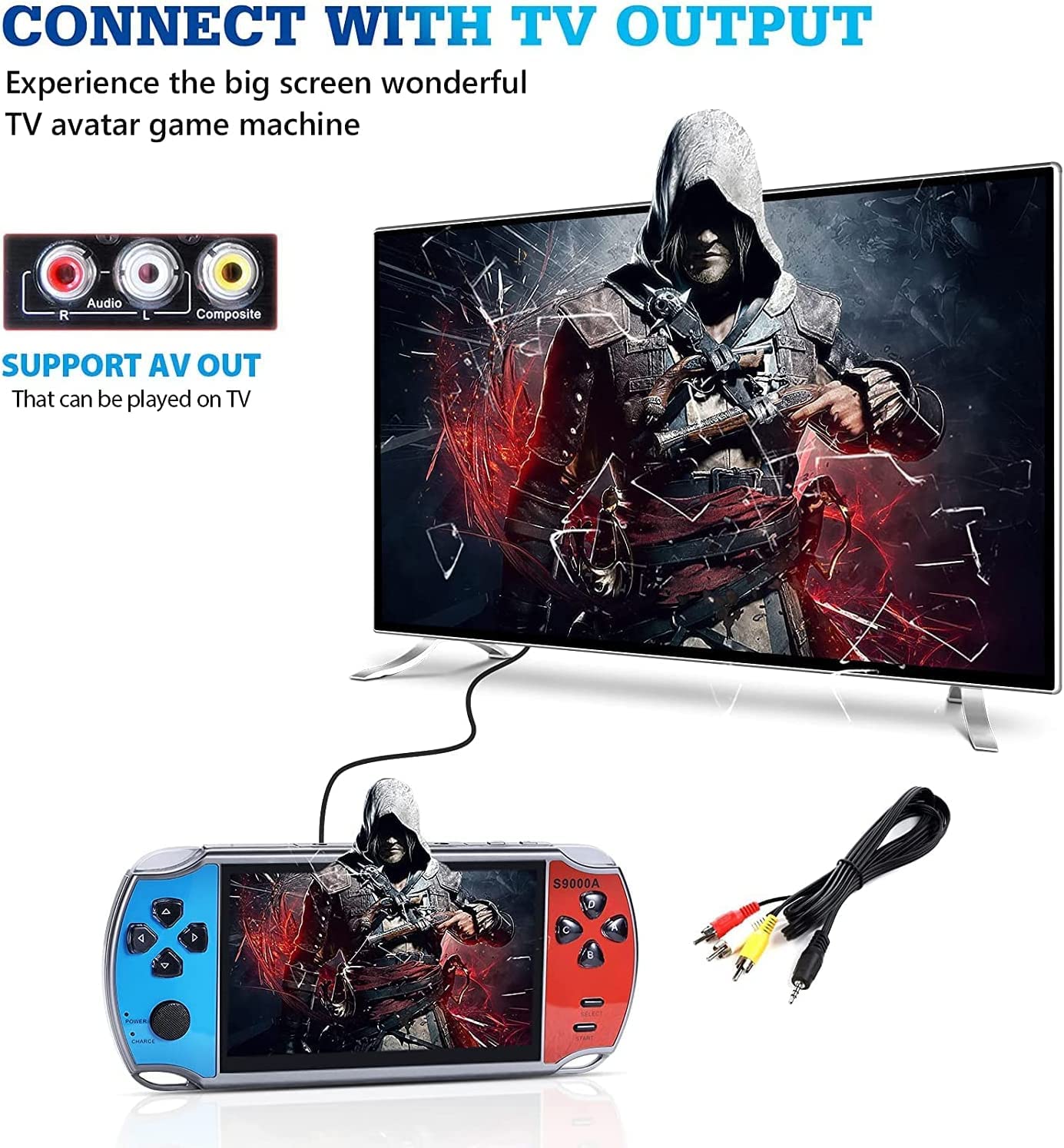 CHROX Console di Gioco retrò Portatile, 4800 Giochi Classici da 5,1 Pollici, Console per Videogiochi Portatile con Uscita TV, Giochi Arcade di Supporto, Regalo di Natale per Bambini