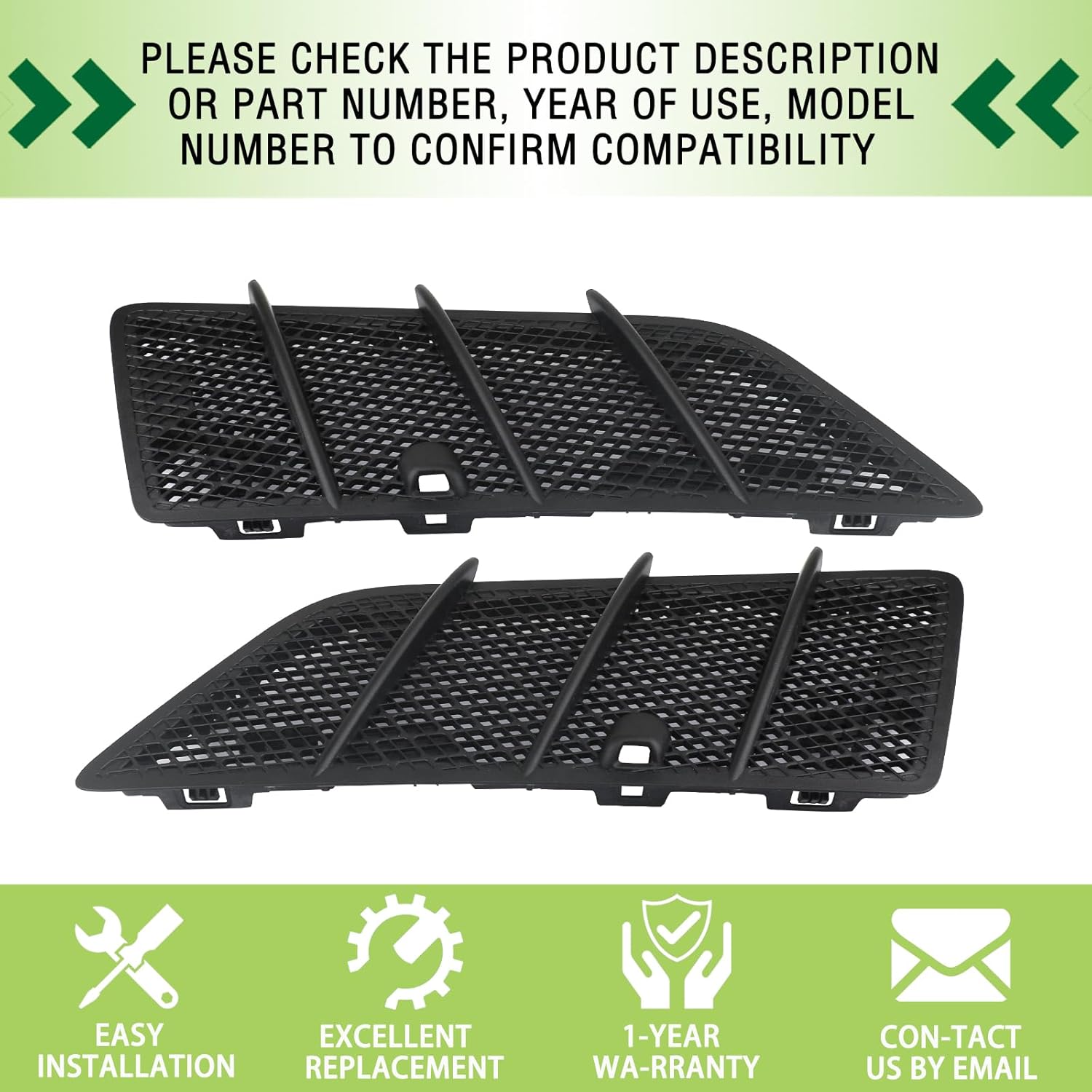 Pair Hood Air Vent Grille Cover Compatible with 2008-2011 Mercedes Benz W164 W164 ML350 ML450 ML550 ML63 AMG GL320 GL350 GL450 GL550 Class Replaces 1648804305 1648804405