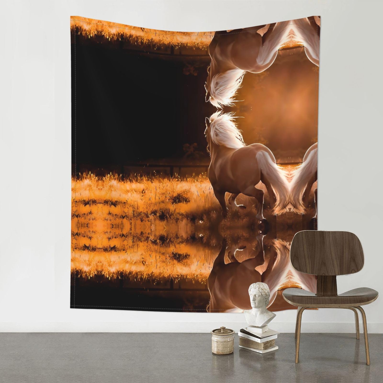 WHJSSF Nature Scenic Horse Prints Wall Tapestry 60x51in - Boho Decor Throw for Bedroom, Dorm, Picnic & Outdoor Adventures