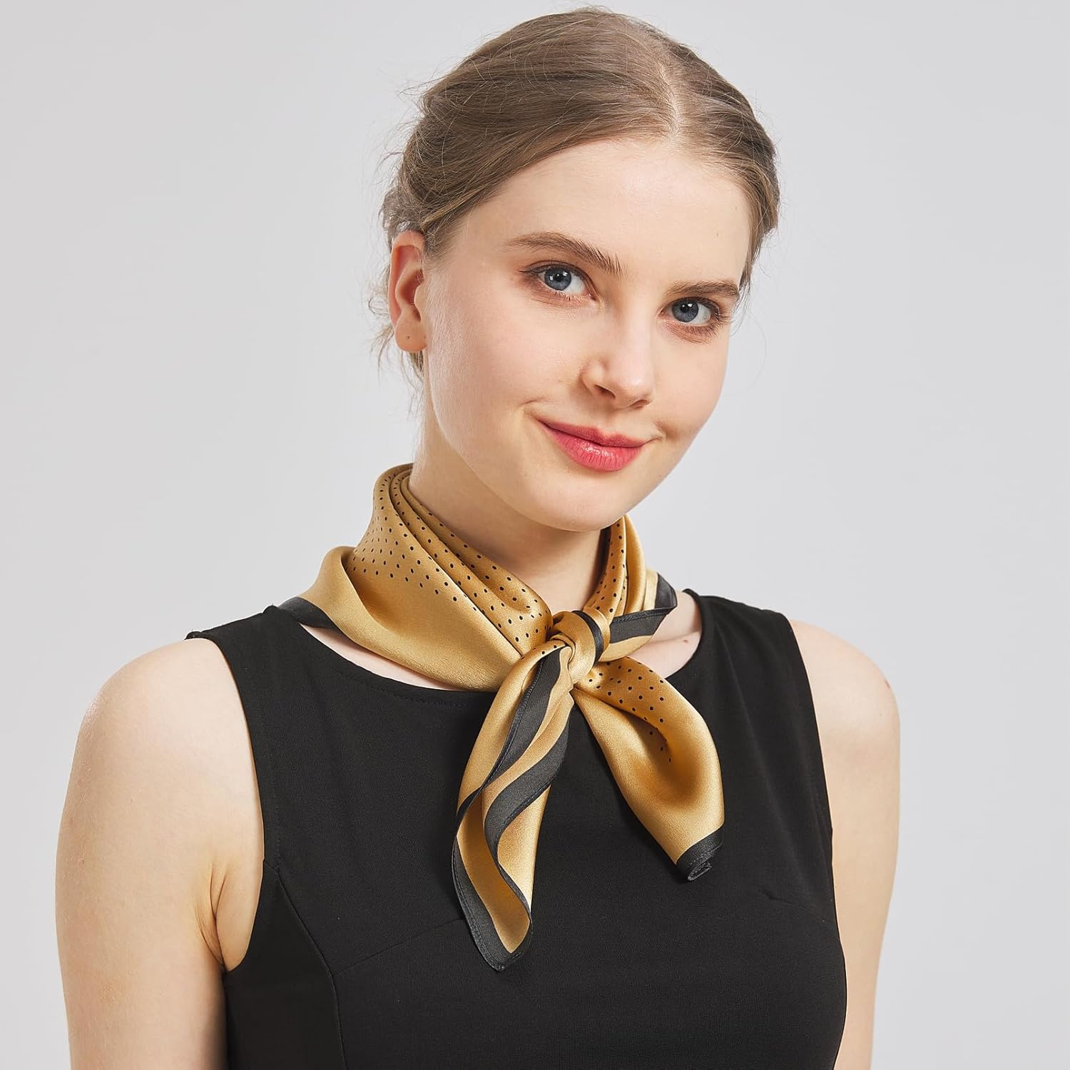 Aufeel Women's 100% Pure Mulberry Silk Small Square Scarf - Neckerchief Women - Silk Headscarf - 21" x 21" - Image 3