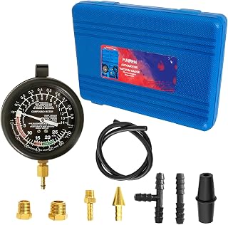 Punmew Vacuum Gauge Fuel Pump Tester Kit - 0-14 PSI Pressure & 0-28 inHg Vacuum Diagnostic Tool for Carburetors