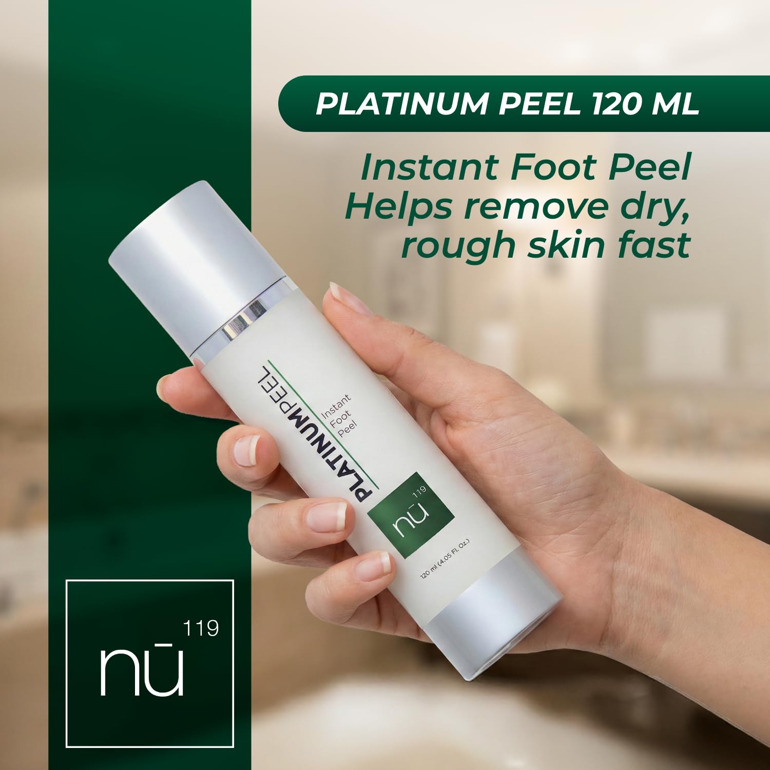nu119 120ml Platinum Instant Foot Peeling Spray – Professional Callus & Corn Remover – Fast-Acting Exfoliating Foot Peel for Cracked, Dry, Rough Skin – Includes Durable Luxury Foot File
