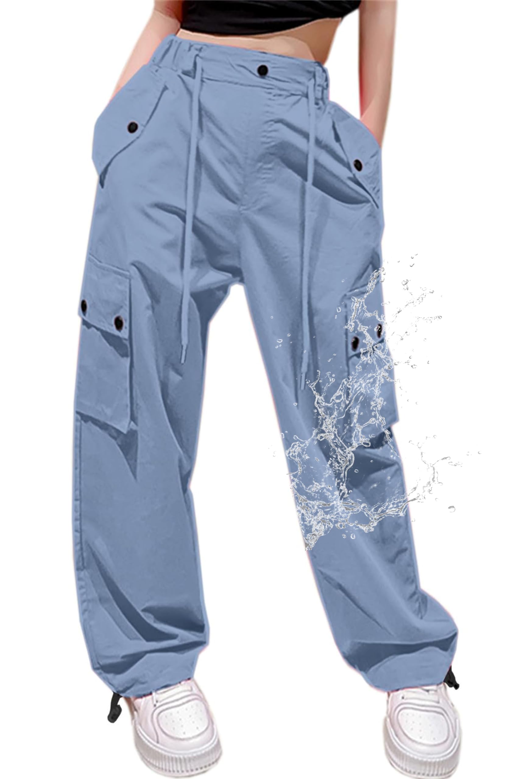 Cromoncent Girls &amp; Women Parachute Cargo Pants, 6Years-3XL