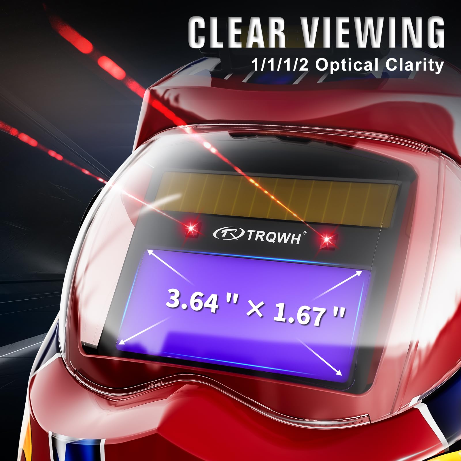 TRQWH Casco per saldatura auto oscurante, con luce solare, cappuccio per saldatura a 2 sensori ad arco, ampia tonalità 9-13, maschera per saldatura con modalità di macinazione extra (Red Eagle)