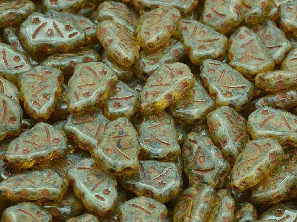 150pcs Leaf Beads, Mixed Colors (Mix), Glass, Czech Republic (0.35 inches)