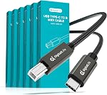 DigitalLife FlexMIDI Vortex USB C to USB B MIDI Cable 2m (1-Pack) | Compatible with USB Class-Compliant MIDI Keyboards, Synthesizers and DJ Controllers for Windows, macOS and Linux