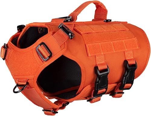 Miniatura 24 de ICEFANG GN3 - Arnés táctico para perros con 6 hebillas, chaleco Molle para perro con asa, cobertura de 3/4 del cuerpo, panel de gancho y bucle