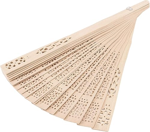 Miniatura 4 de Paquete de 60 ventiladores de madera de sándalo de 8 pulgadas, abanicos plegables de madera calada personales, ventiladores plegables decorativos