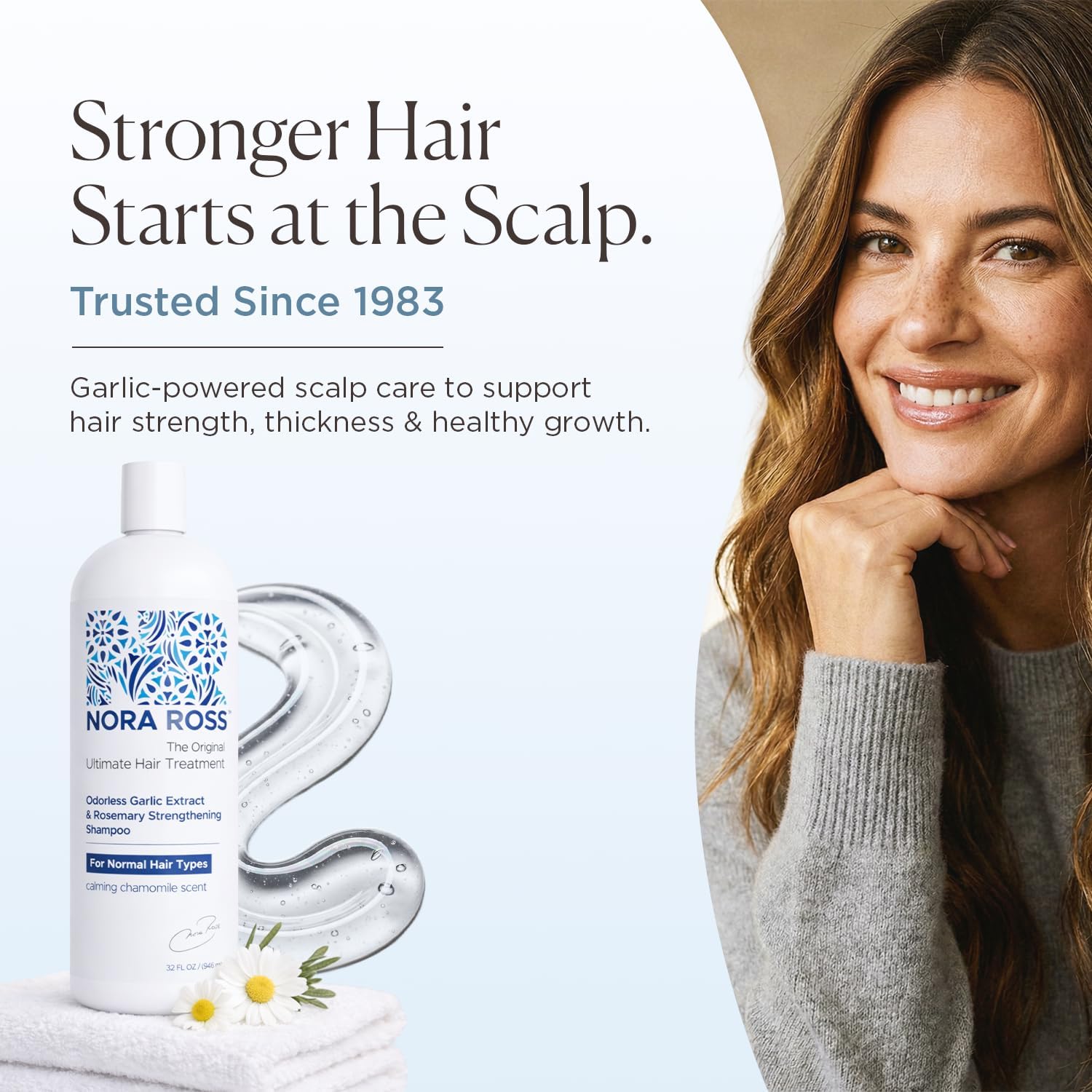 Nora Ross Garlic Extract Hair Strengthening Shampoo – Thickening Shampoo for Women and Men with Normal to Dry, Thinning Hair – All Natural Anti-Dandruff and Scalp Cleanser with Rosemary – 32oz - Image 2