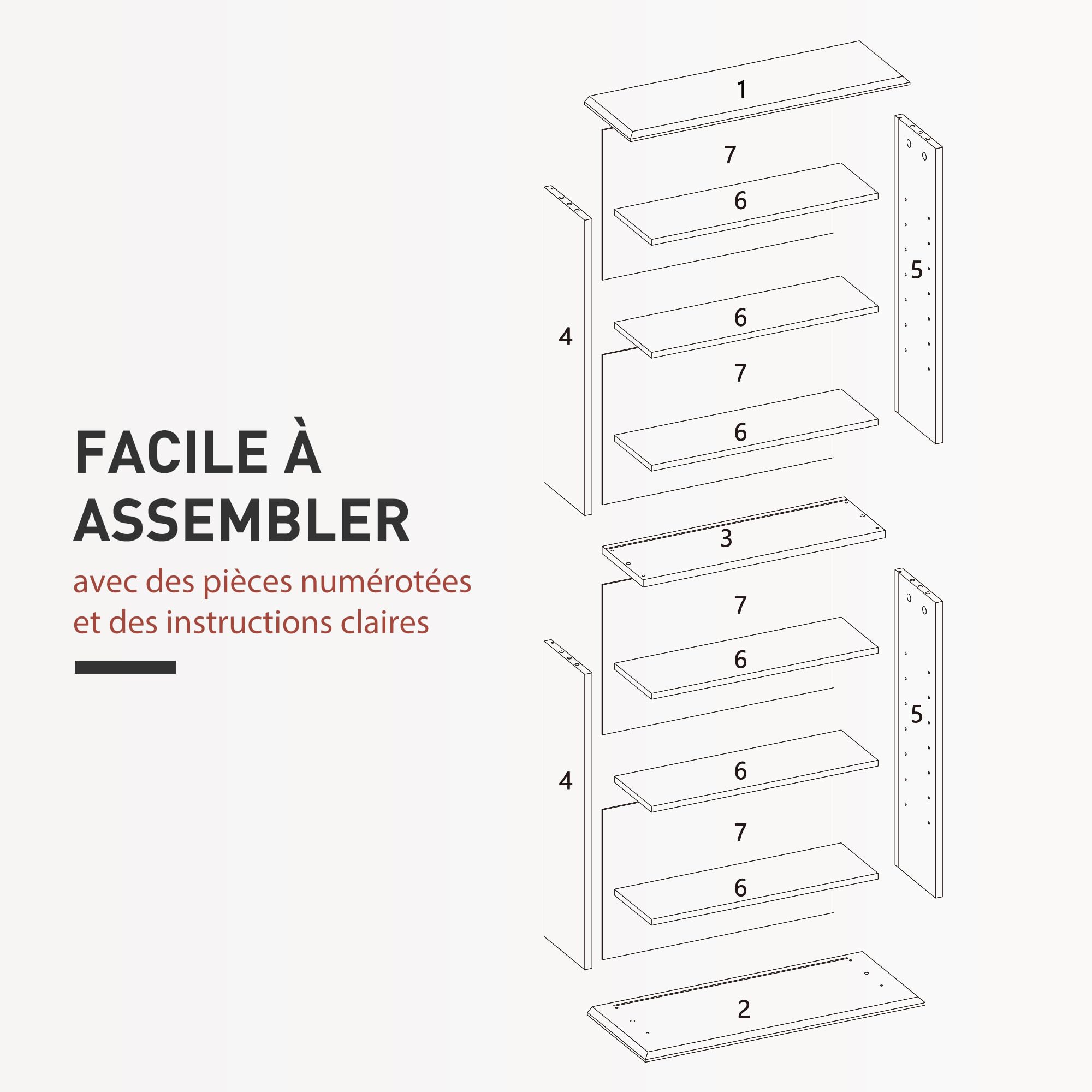 HOMCOM Rangements pour CD et DVD, meuble de rangement multimédia, capacité 360 CD/185 DVD et Blu-ray, 8 compartiments et 6 étagères réglables, pour salon, chambre, 58x24x126,3cm, gris