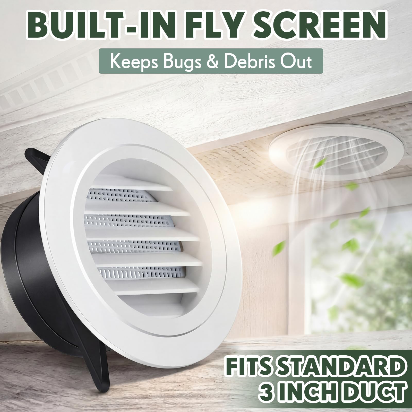 VIHOSE 30 rejillas de ventilación Soffit de 4 pulgadas de ABS exterior redondo con malla de mosquitera integrada para el hogar, baño, oficina, cocina, color blanco
