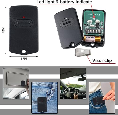 Miniatura 2 de Kingdder 4 unidades de control remoto de apertura de puerta compatible con Mighty Mule RB741 Control remoto de puerta compatible con GTO RB741FM135