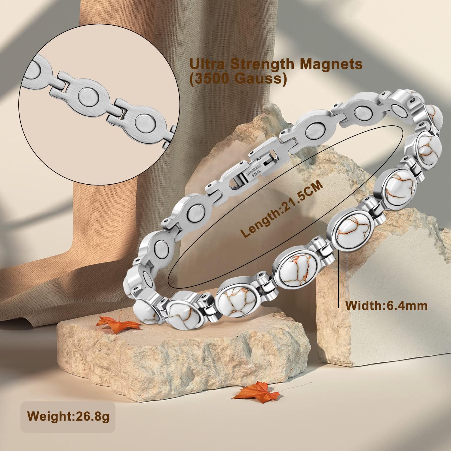 JEROOT Ultra Strength Magnetic Bracelets, Bracelet for Women and men, 3500-6000 Gauss Neodymium Magnets, Magnetic Field Therapy Jewelry Gift Comes With Adjustable Tools - Image 2