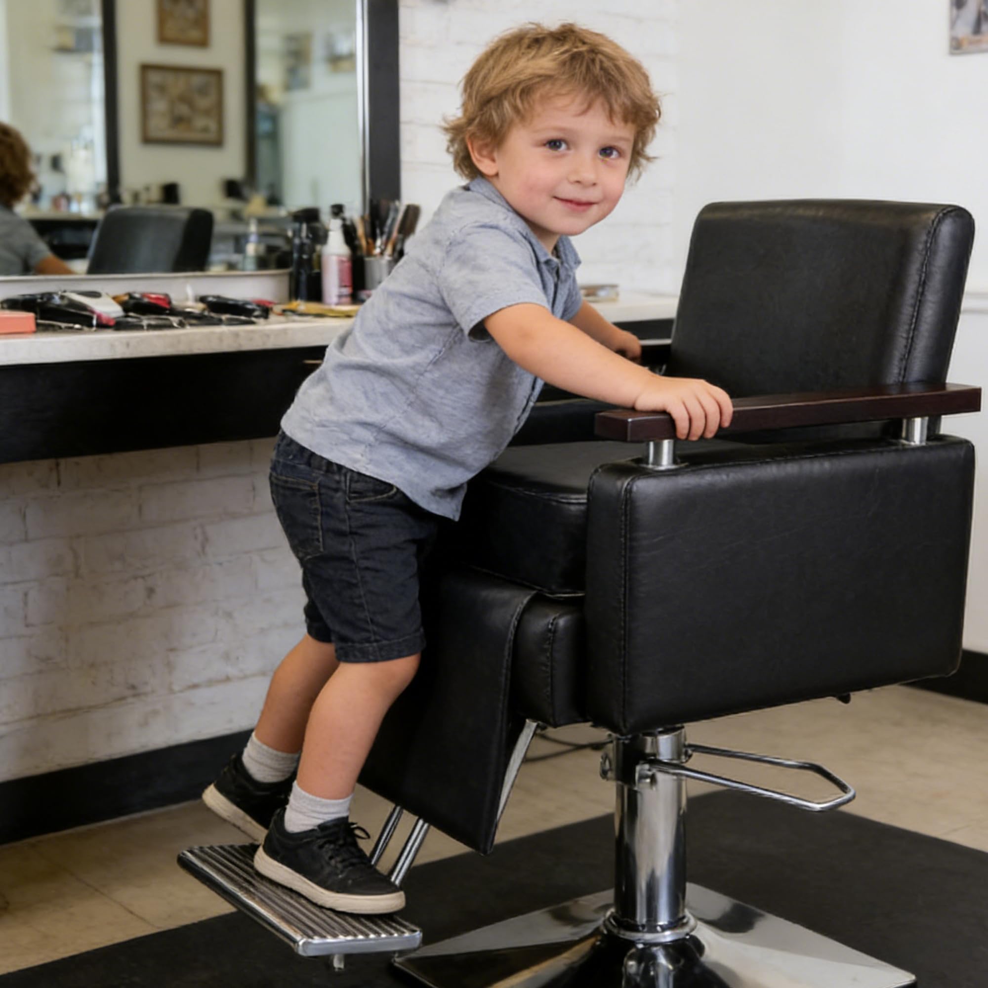 Asiento elevador de salón para corte de pelo de niños, poliuretano impermeable, equipo de spa de belleza, silla de peluquería para salón, restaurante, hogar, 37 x 28 x 15 cm