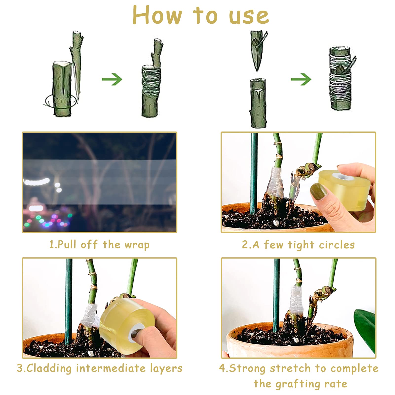 Nastro Innesto Per Piante - Nastro Autoadesivo Biodegradabile Per Riparazione E Innesti Da Giardino - Foto 8