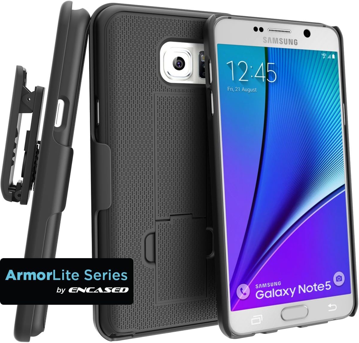 Encased Case with Belt Clip for Samsung Galaxy Note 5 Combo Case w/ClikLock Holster - Black (Samsung Galaxy Note 5)