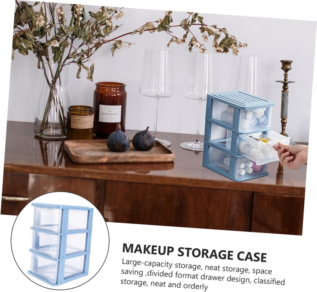 2pcs Three-layer Drawer Storage Boxes Transparent Desktop Organizer for Cosmetics and Sundries Dustproof Makeup Storage Case with Sturdy Structure for Office and Home Use