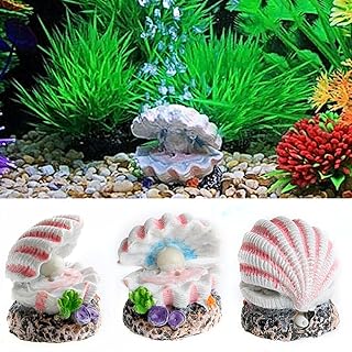 Amrka Aquarium Decor Shell Pearl & Air Stone Fish Tank Ornament Shell Bubbler Bubbling