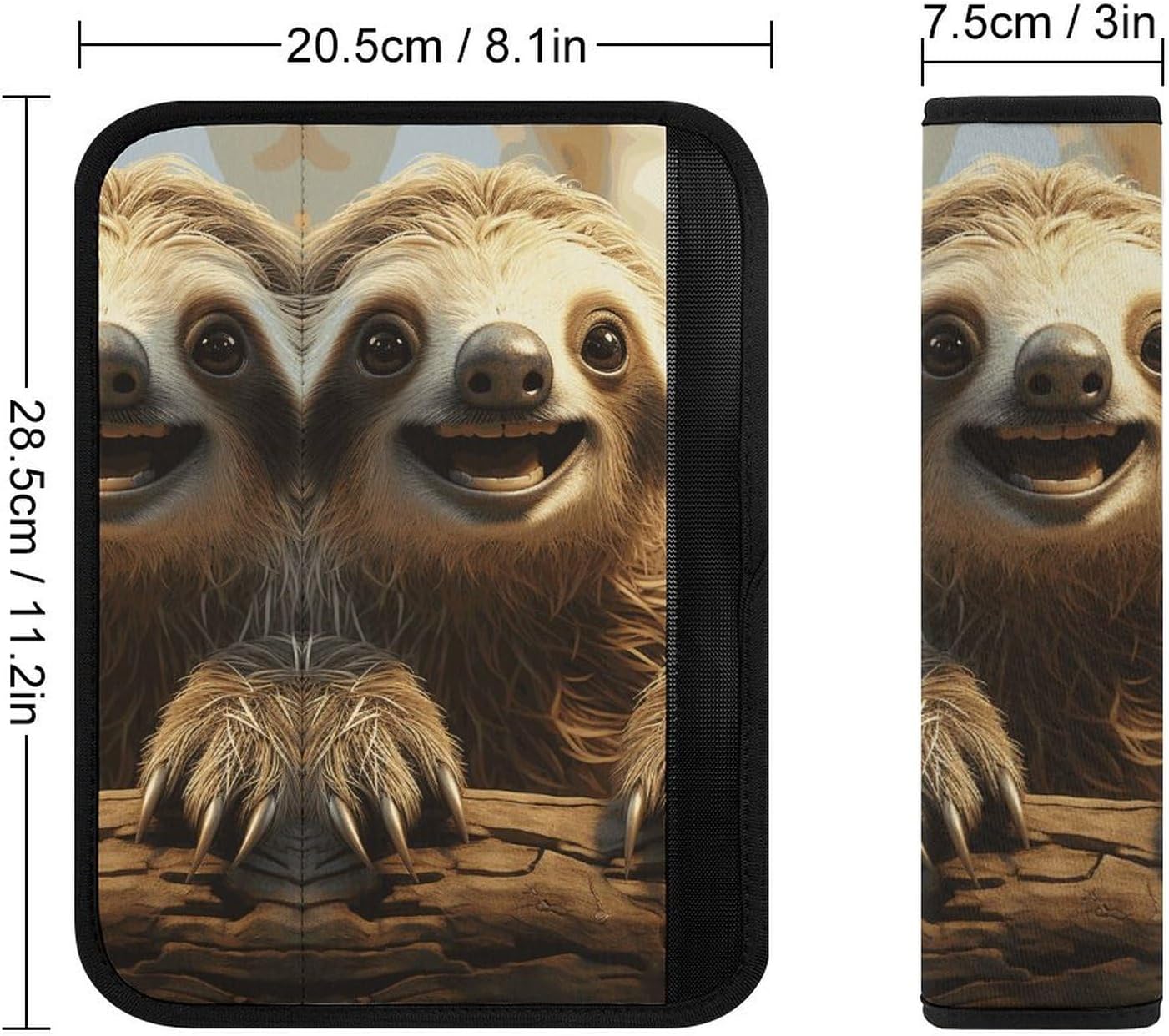 Car Seat Strap Covers Set of 2 Cartoon Sloth Car Seat Belt Cover Super Soft Car Seat Straps Shoulder Pads Automotive Seat Belt Cushion Pads for All Car Seats